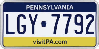 PA license plate LGY7792