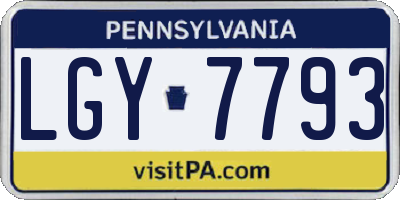 PA license plate LGY7793