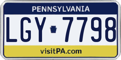 PA license plate LGY7798