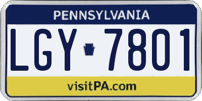 PA license plate LGY7801