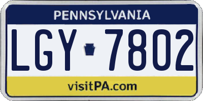 PA license plate LGY7802