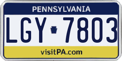PA license plate LGY7803