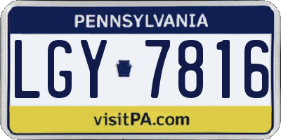 PA license plate LGY7816
