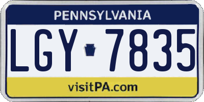 PA license plate LGY7835