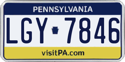 PA license plate LGY7846