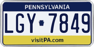 PA license plate LGY7849
