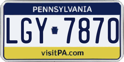 PA license plate LGY7870