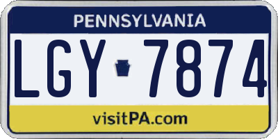 PA license plate LGY7874