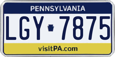 PA license plate LGY7875