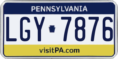 PA license plate LGY7876