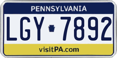 PA license plate LGY7892