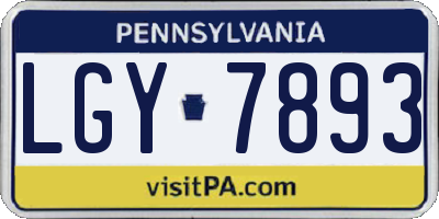 PA license plate LGY7893