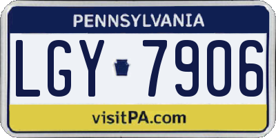 PA license plate LGY7906
