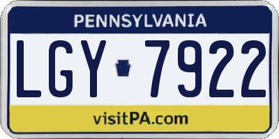 PA license plate LGY7922