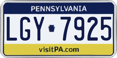 PA license plate LGY7925