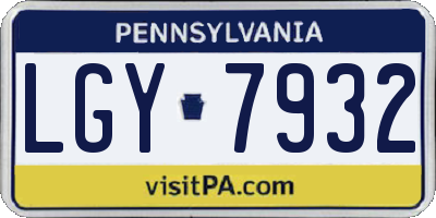 PA license plate LGY7932