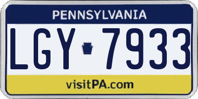 PA license plate LGY7933