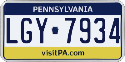 PA license plate LGY7934