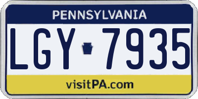 PA license plate LGY7935