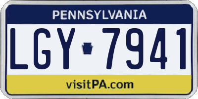PA license plate LGY7941
