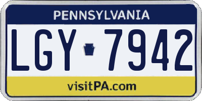 PA license plate LGY7942