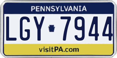 PA license plate LGY7944