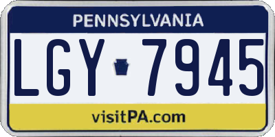 PA license plate LGY7945