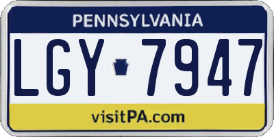 PA license plate LGY7947