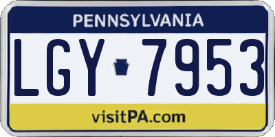 PA license plate LGY7953