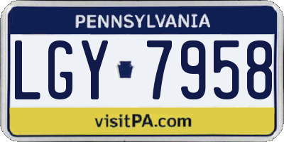 PA license plate LGY7958