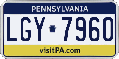 PA license plate LGY7960