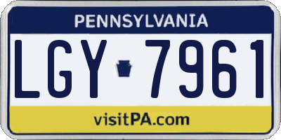 PA license plate LGY7961
