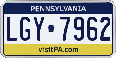 PA license plate LGY7962