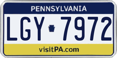 PA license plate LGY7972