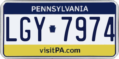 PA license plate LGY7974