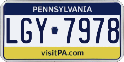 PA license plate LGY7978