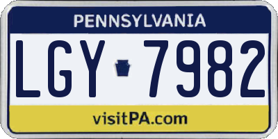 PA license plate LGY7982