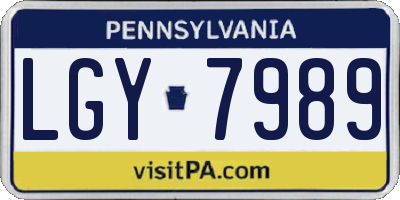 PA license plate LGY7989