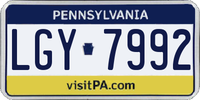 PA license plate LGY7992
