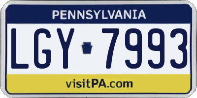 PA license plate LGY7993