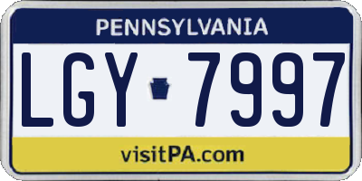 PA license plate LGY7997