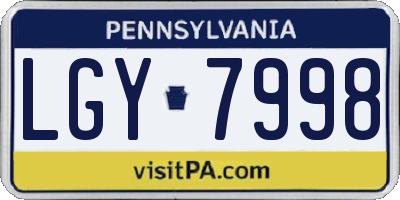 PA license plate LGY7998