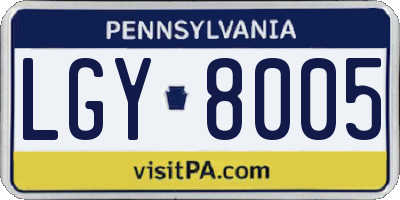 PA license plate LGY8005