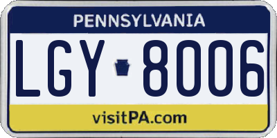 PA license plate LGY8006