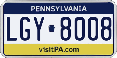 PA license plate LGY8008