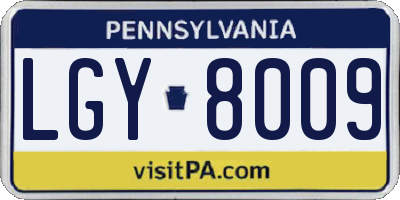 PA license plate LGY8009