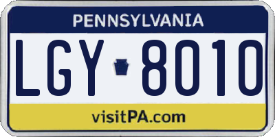 PA license plate LGY8010