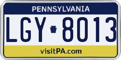 PA license plate LGY8013