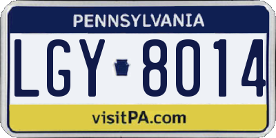 PA license plate LGY8014