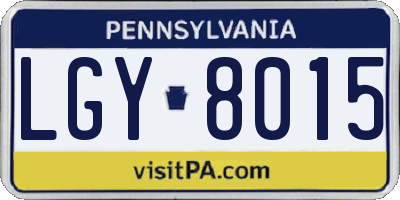 PA license plate LGY8015
